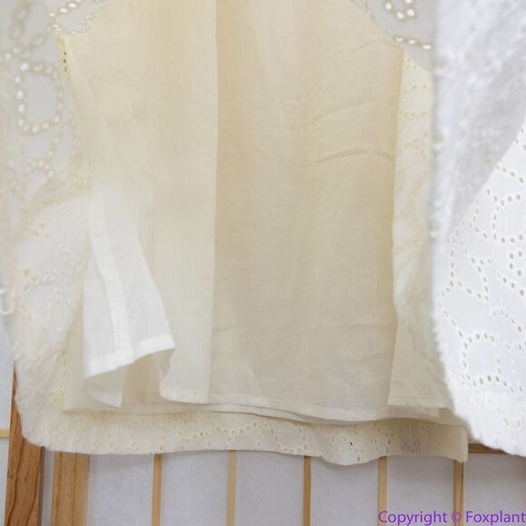 NEW Madewell Off White Eyelet Ruffle-Sleeve Mini Dress, L - Picture 10 of 16